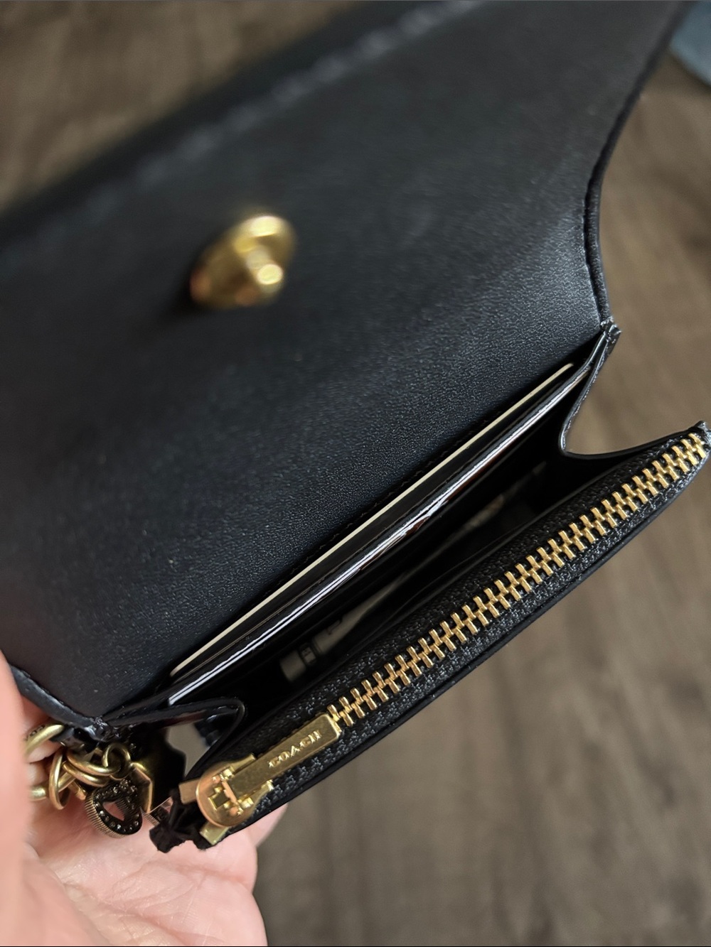 Coach Essential Flap Mini Card Case with Gold Charms - Picture 3 of 6